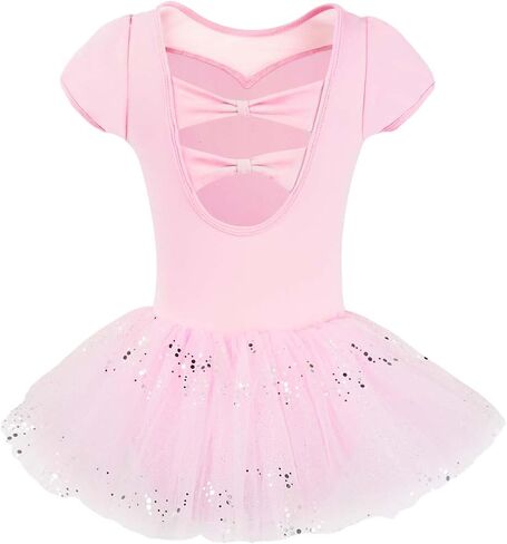 Gogokids Ballet Leotards for Girls, Toddler Bow Back Dance Dress Outfit with Removable Tutu Skirt Combo in Saudi Arabia