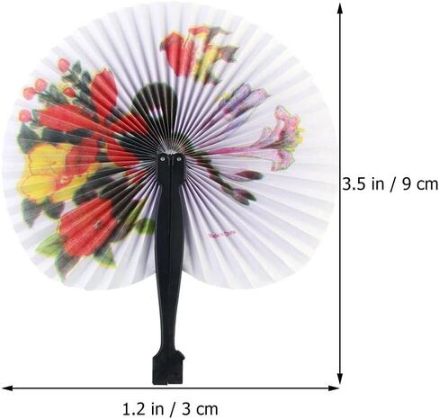 FAVOMOTO 4 قطع مروحة ورقية قابلة للطي الطيور زهرة المحمولة المشجعين الرجعية خمر الصينية باليد مروحة مع مهاوي بلاستيكية لFiestas Parades Luaus كرنفال الرقص تفضل الحفلات in Kuwait