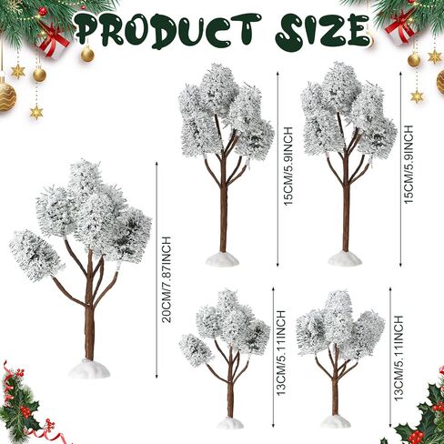 12 Pieces Christmas Tabletop Trees Halloween Village Trees Winter Snow Model Frost Trees Mini Trees Village Trees Christmas Tree Displays for Miniature Scenes Village Displays (Pretty Style) in Saudi Arabia