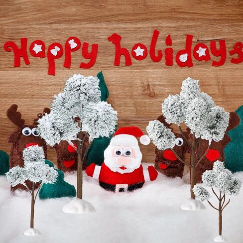 12 Pieces Christmas Tabletop Trees Halloween Village Trees Winter Snow Model Frost Trees Mini Trees Village Trees Christmas Tree Displays for Miniature Scenes Village Displays (Pretty Style) in Saudi Arabia