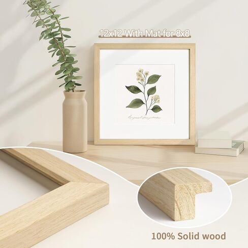 إطار صورة مقاس 12 × 12 مع حصيرة مقاس 8 × 8 مجموعة من 3، إطارات صور من خشب البلوط مقاس 12 × 12 مع زجاج حقيقي، إطار من الخشب الصلب الطبيعي مقاس 12 × 12 للتركيب على الحائط (3 عبوات، بلوط) in Saudi Arabia