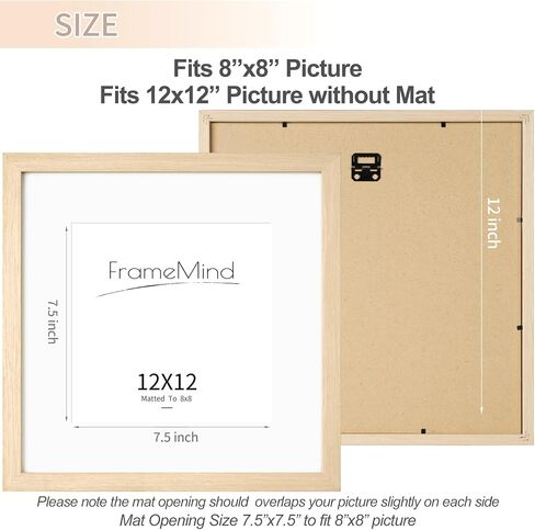 إطار صورة مقاس 12 × 12 مع حصيرة مقاس 8 × 8 مجموعة من 3، إطارات صور من خشب البلوط مقاس 12 × 12 مع زجاج حقيقي، إطار من الخشب الصلب الطبيعي مقاس 12 × 12 للتركيب على الحائط (3 عبوات، بلوط) in Saudi Arabia