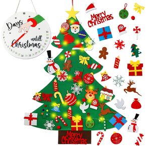 Advent Calendar 2024, Felt Christmas Tree for Kids Advent Calendar for Christmas Day Countdown with 40 pcs DIY Christmas Tree Detachable Ornaments and String for Xmas Decorations Gift for Toddlers