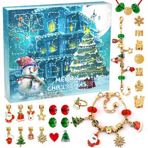 Christmas Advent Calendar Girl Bracelet, 24 Days of Christmas Countdown Calendar Blind Box Surprise, DIY Creative Jewelry Charm Making Kit, 2024 Christmas New Year Birthday Gift for Kids Teens Women