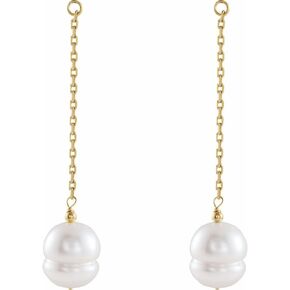 9-11mm White Freshwater Cultured Pearl Earring Jackets (54mm x 11mm)