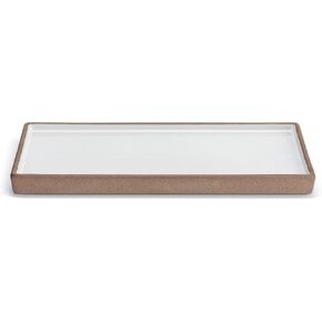 DEMDACO Classic Design Medium Rectangular White 18 x 6 Stoneware Candle Tray Holder in Kuwait