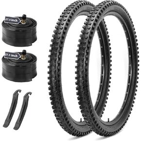 MOHEGIA Mountain Bike Tires Set: 2 Pack 26x2.4/27.5x2.4/ 29x2.4 Inch Folding Bicycle Tires Replacement and Pair 26/27.5/29 Inch Inner Tubes Schrader Valve with Tire Levers