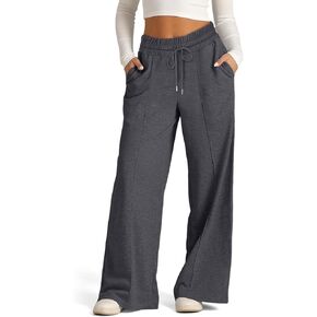 TBA Women's Wide Leg Sweatpants Drawstring Baggy Sweat Pant High Waisted Casual Trousers Fashion Jogger Pants with Pockets