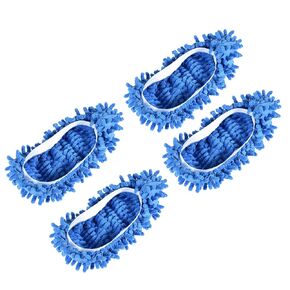 MECCANIXITY Washable Cleaning Shoes Cover Multifunction Chenille Duster Mop Slippers Foot Socks for House Floor, Pack of 4 Purple