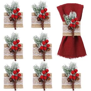 Christmas Napkin Rings Set of 8, Red Merry Christmas Letter Metal Napkin Ring, Napkin Holder for Thanksgiving Christmas Party Dinner Table Decor (Merry Christmas)