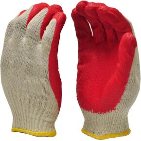 300 Pairs String Knit Red Palm Latex Dipped Work Gloves, Made in Korea