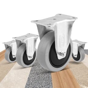 HOD 4 Inch Caster Wheels, Heavy Duty Casters 1240 Lbs, 360° Swivel Top Plate Casters Wheels, Set of 4, Industrial Casters No Noise PP Wheels for Cart, Furniture, Workbench