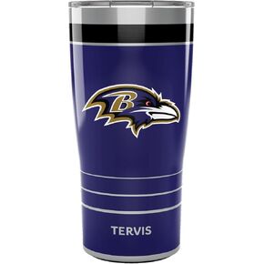 Tervis Traveler NFL Baltimore Ravens - MVP Triple Walled Insulated Tumbler Travel Cup Keeps Drinks Cold & Hot, 20oz, Stainless Steel