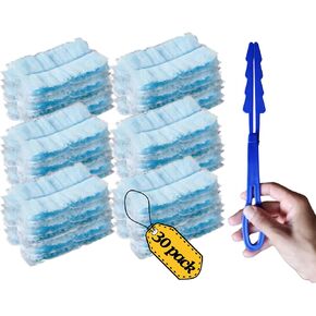 Duster Refill for Swiffer Duster Disposable Dusters Refills | Disposable Replacement Head | Duster Refills Removal Brush | Static Dust Removal Brush + 1 Handle for Cleaning | Static Dust (Pack of 30)