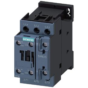 SIEMENS 3RT20271AK60 IEC Magnetic Contactor, 120VAC, 3 Pole, 32 Amp, 1NO+1NC, Size S0, Screw Terminal