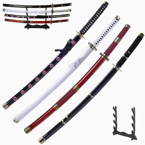 Ijuhedo Practice Swords Roronoa Zoro 4-Piece Sword Set, Kitetsu,Shusui,Wado Ichimonji, Yubashiri, Pirate Hunter Roleplaying Accessory for Roleplaying and Collecting-Metal Uncut