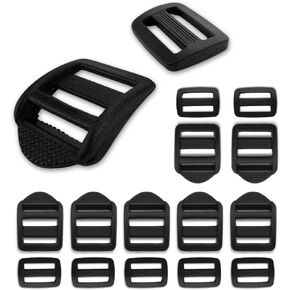 EXTEMPORE PLASTIC LADDER LOCK BUCKLES and TRI-GLIDE SLIDE 8 SET for Adjustable Backpack,Belts,Dog Collars,Webbing Strap.