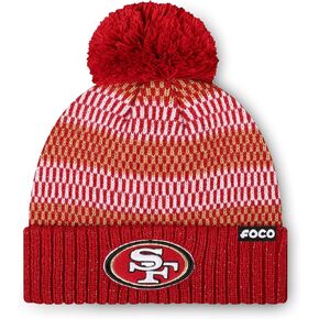 FOCO Women's NFL Team Logo Metallic Knit Pom Beanie Hat