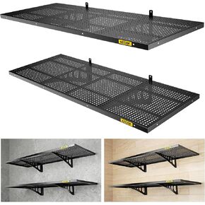 2pack-1.64x4ft Garage Storage Rack Floating Wall Shelves Garage Shelves Heavy Duty Sturdy Wall Shelves Wall Mounted Shelves (White)