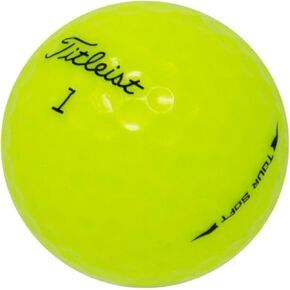 LostGolfBalls - 12 Titleist Yellow Tour Soft Golf Balls in Pristine Condition, 2023 Year Model, Like New Quality, No Logos, No Player Markings, Recycled Used Golf Balls, Yellow