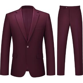 LORENZO BRUNO Mens Suit 2 Piece Suits for Men One Button Slim Fit Solid Jacket & Pant Tuxedo Set Business Wedding Party