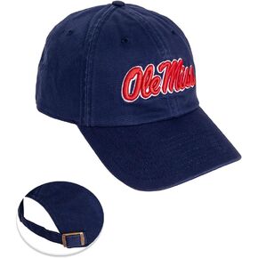 Desert Cactus Ole Miss University of Mississippi Baseball Hat Rebels U of M Brimmed Embroirderd Hats Cap Adjustable Cloth Strap Adult (Style B1) Blue