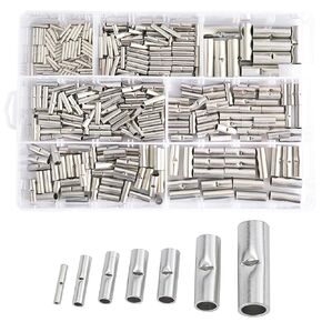 430PCS Non Insulated Butt Connectors Kit,AWG6 8 Crimp Uninsulated Wire Connector,AWG 26-10 Tinned Copper Butt Splice Terminals