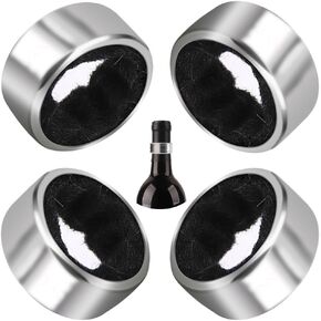Wine Drip Collars, 4 Pack Stainless Steel Wine Bottle Top Drip Rings, Wine Drop Ring Catcher or Stopper with Detachable Felt Liner, Small Handy Wine Accessories for Kitchen and Bar