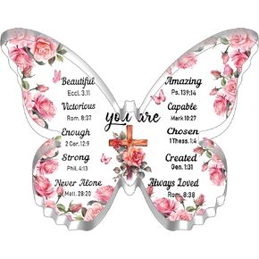 Christian Gifts for Women Birthday Inspirational Spiritual Best Friend Acrylic Gifts for Women Religious Encouragement Gifts For Mom Sister Thanksgiving Christmas Gifts for Women Butterfly Home Decor