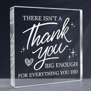 Thank You Gifts for Women Men, Appreciation Gifts for Teacher Boss Coworker, Thanksgiving Day gifts, Thank You Gift for Leader Colleague Friends, Leaving Gift, Decoration Square Acrylic Sign Gift