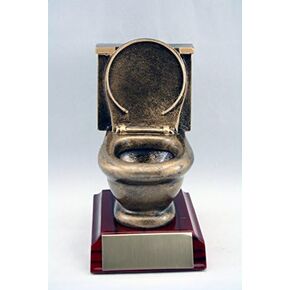 Toilet Trophy for Last Place Awards, Golf, Poker, March Madness, Fantasy Football, 5 inches Tall, Includes 3 Lines of Custom Personalized Text