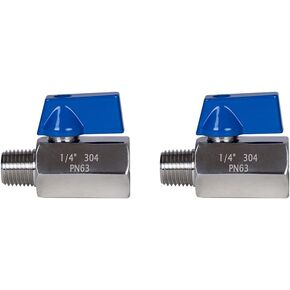 Stainless steel mini ball valve 1/4" NPT,male to female,shut off valve (pack of 2)