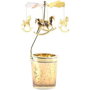 Beaupretty Spinning Candle Holder Christmas Rotary Tealight Candle Holder Rotating Candlestick Holder with Carousel Ornament for Holiday Fireplace Home Decor