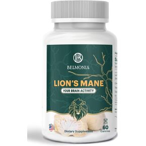 Lion's Mane Mushroom Gummies, 5400*mg per Serving, Cognitive Focus Memory Supplement, Made in USA, 60 Count, Superfood Supplement