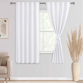 DWCN Black Out Curtains 84 inch Long for Bedroom - Back Tab and Rod Pocket Tieble Thermal Insulated Light Blocking Window Treatment Panels for Living Room, 52 x 84 Inch, 2 Panels, Black