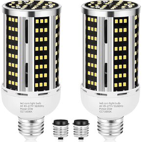 54W 2 Pack LED Corn Light Bulb,(550W Equivalent) Daylight 5000K Commercial Grade E26/E39 6800LM Medium Mogul Base LED Lamp,Large Area Lights for Outdoor Indoor Yard Warehouse Factory Bay Light