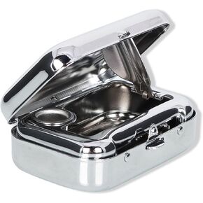 Mini Portable Ashtray, Stainless Stell Ashtray with Lid, Outside Pocket Small Ash Tray Metal for Home Office Travel Car
