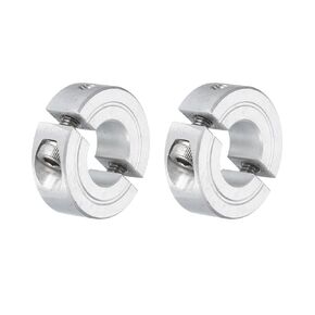 uxcell 2Pcs Double Split Clamp-On Shaft Collar for 1/2" Shaft, Two-Piece Clamping Collar 1-1/8" OD, 13/32" Thickness, Aluminum Alloy Set Screw Split Collar Clamp
