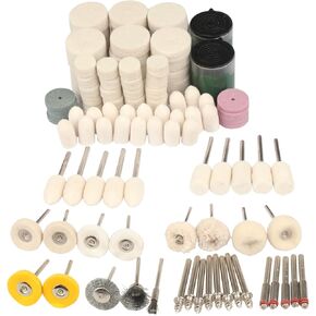 118PCS Polishing Buffing Wheel Polishing Kit for Dremel, Felt Wool Polishing Buffing Pad Set Wheel Grinding Head Point & Mandrel Kit Accessories Tools with 1/8" Shank for Jewelry Metal Polishing