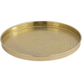 Cruiser’s Caché | Jaipur 16" Metal Serving Tray with Handles | Hammered Gold Finish, Hand-Crafted