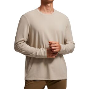 CRZ YOGA Pima Cotton Long Sleeve Shirts for Men Crew Neck Basic Casual T-Shirts Breathable Workout Comfort Tops