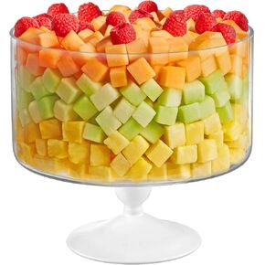 Barski European Large 170 oz Trifle Bowl - Glass Trifle Bowl on White Pedestal - 5 Quarts - 9.5 Inch Round Serving Bowl Decoration Dish - Layering Cake Plate Display Stand for Dessert, Fruit, Salad