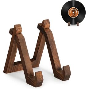 Wooden Picture Frame Stand, 6 Inch Plate Display Stand, Assembled Type Decorative Plate Holders, Wood Grain Book Display Stand, Vinyl Record Holder, Table Top Display Stand for Artwork Displaying