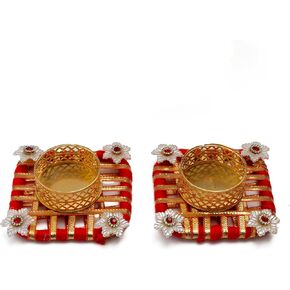 مجموعة من 2 ديكور ديوالي دياس T ضوء Tealight حامل شموع نذرية بدون شمع أضواء مصباح ديوالي الهدايا والديكورات ديكور احتفالي Deepawali Puja لهجات ديكور المنزل الاحتفالية in Kuwait