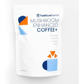 Mushroom Enhanced Coffee+ for Energy and Immune System Support, Promotes Deep Focus, and Helps Joints, Skin and Muscles, 30 Servings