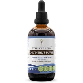 Secrets of the Tribe Shepherd's Purse Alcohol-Free Liquid Extract, Shepherd's Purse (Capsella Bursa-Pastoris) Dried Herb Tincture Supplement (4 FL OZ)