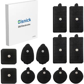 TENS Unit Replacement Pads Combination Set, 12 Packs Multiple Sizes Electrodes for TENS Unit, Reusable and Latex-Free TENS Pads for Muscle Stimulation Machine (3.5mm Button Lead Wires)