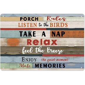 Metal Porch Signs, Porch Decor, Porch Rules Metal Tin Signs for Home Bar Yard, Front Back Porch Decor, Porch Signs Outdoor, Farmhouse Porch Decor, 10x8 Inch
