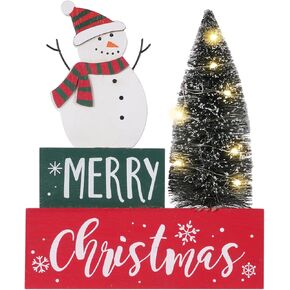 Christmas Decorations for Home LED Lighted Christmas Tree Decor Farmhouse Snowman Wooden Table Sign Vintage Holiday Xmas Party Winter Tiered Tray Signs