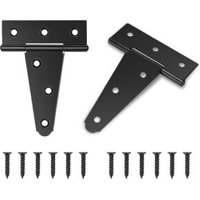 2 Pack 4 Inch Hinges Heavy Duty Gate Door Hinges for Wood, Vinyl and Metal Gates, T Strap Gate Hinges Used for Smaller Projects Like Cabinet Doors, Small Garden Gates, or Shed Windows